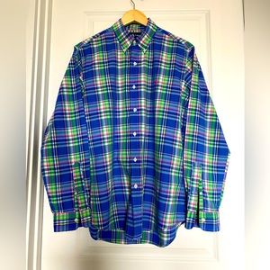 Ralph Lauren Mens blue mixed plaid shirt . Size M - Custom fit